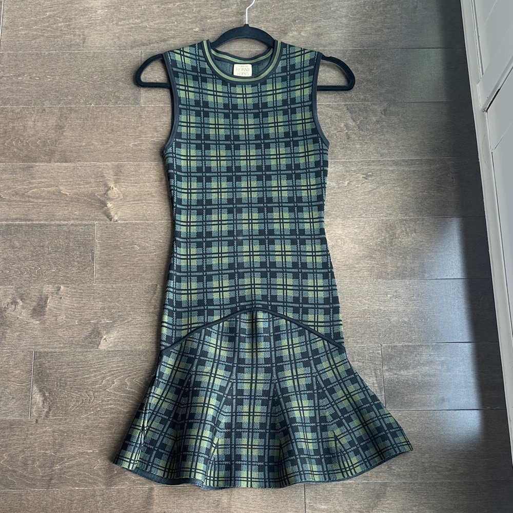 Ronny Kobo Collection Green and Black Checkered Top
